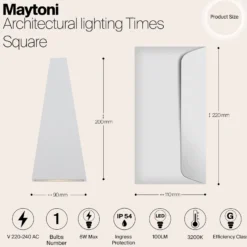 Aplique LED de exterior Times Square blanco