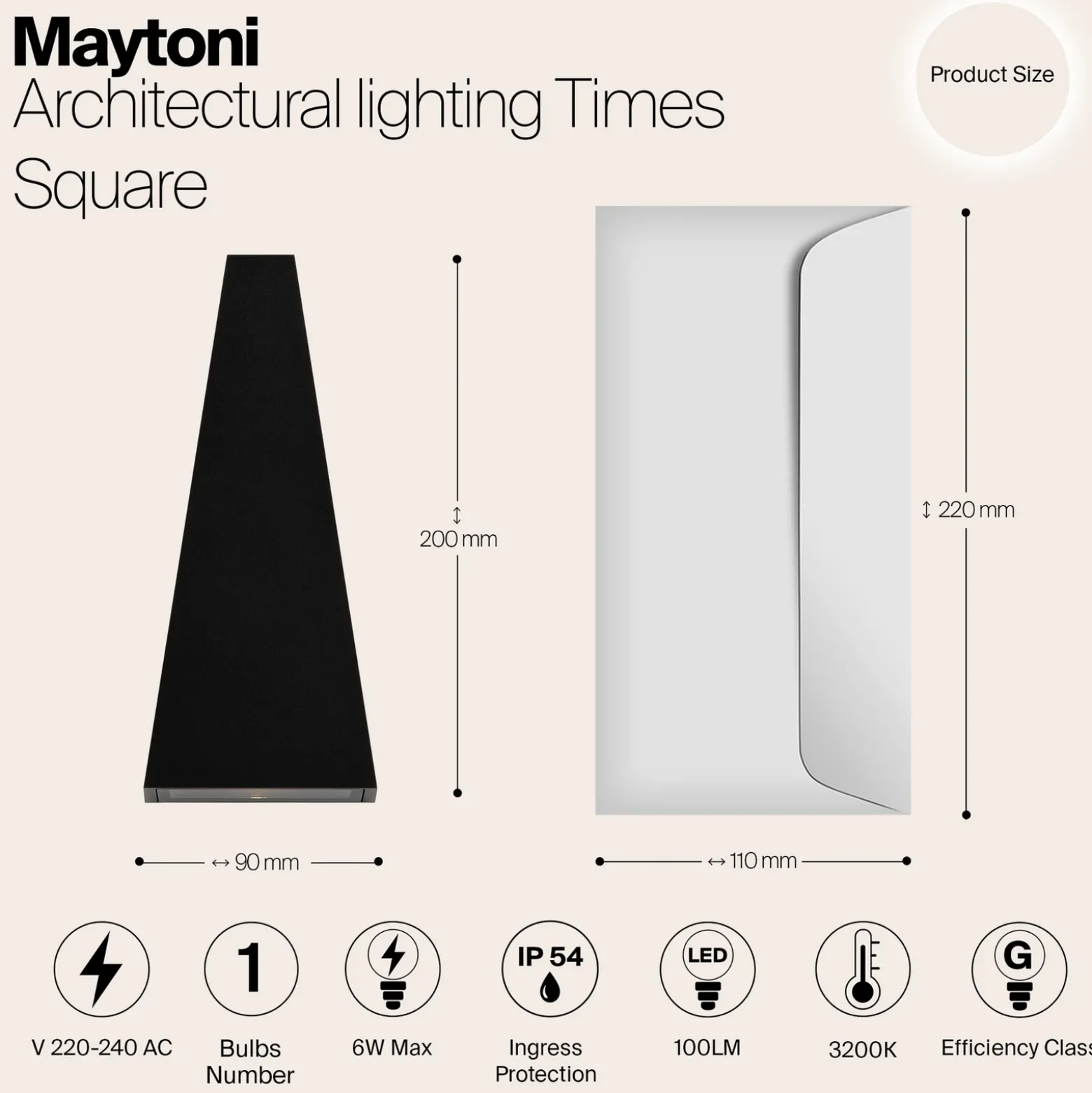 Aplique LED de exterior Times Square negro