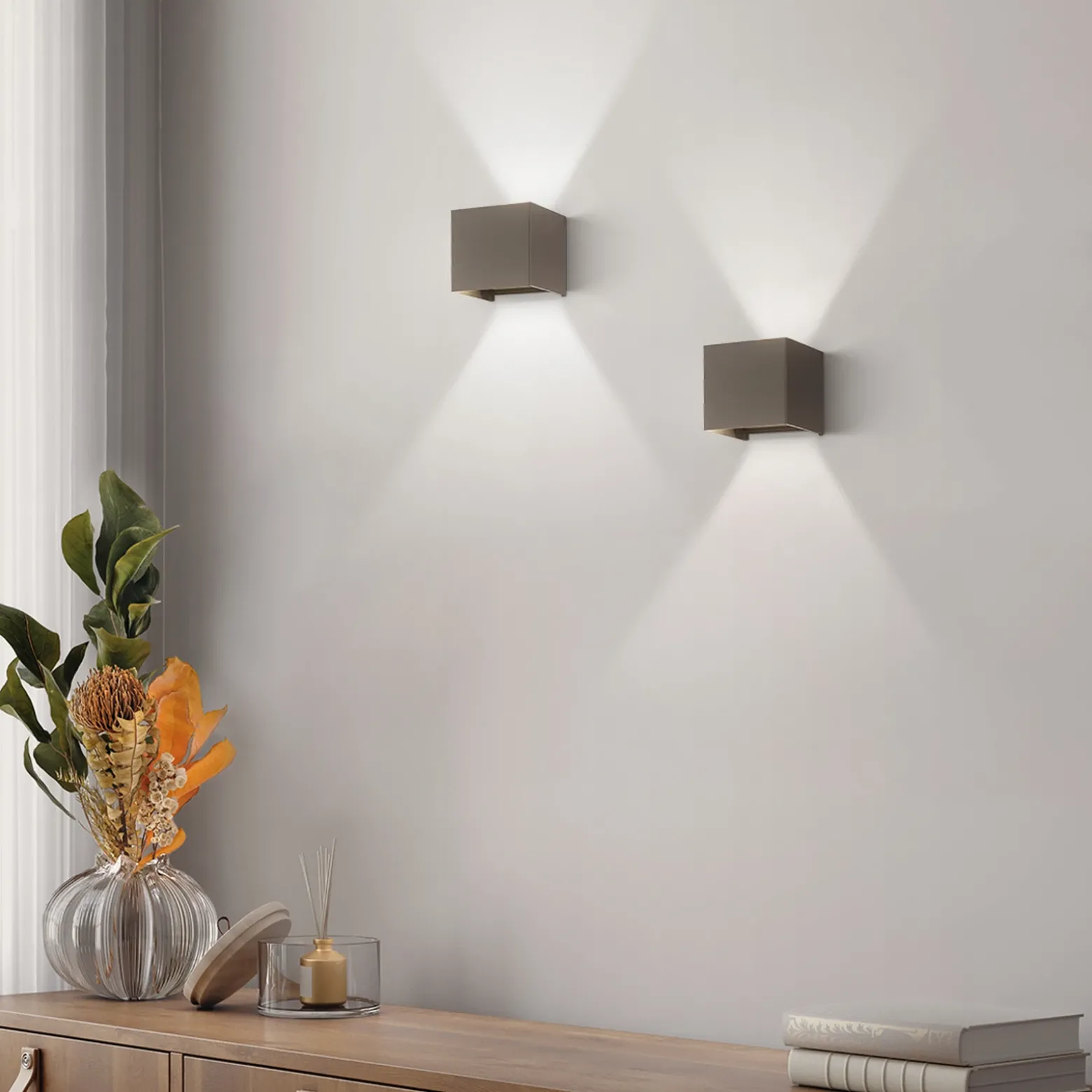 Aplique LED de exterior Wall, cúbico, negro