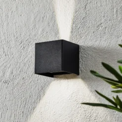 Aplique LED de exterior Wall, cúbico, negro