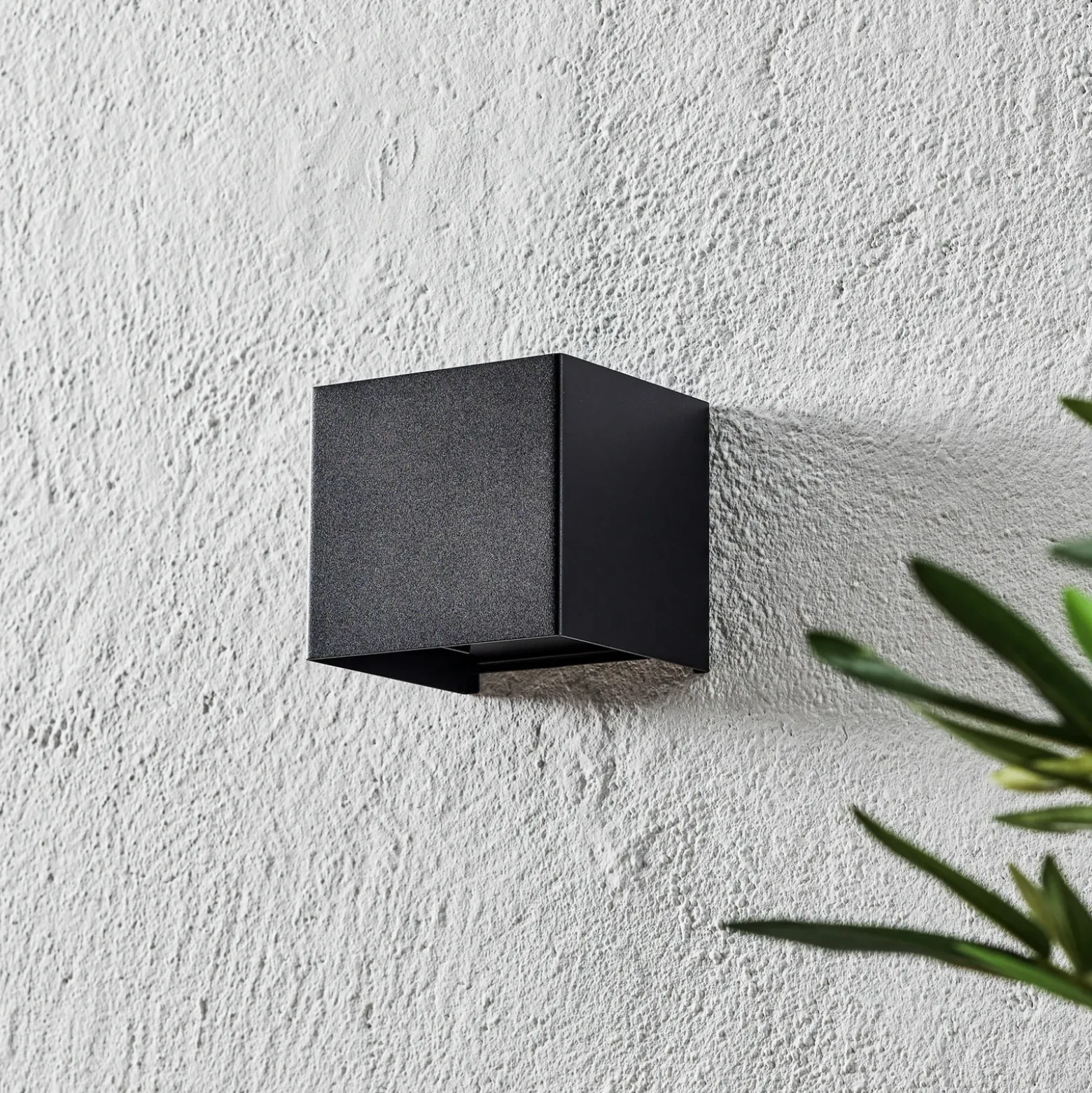 Aplique LED de exterior Wall, cúbico, negro