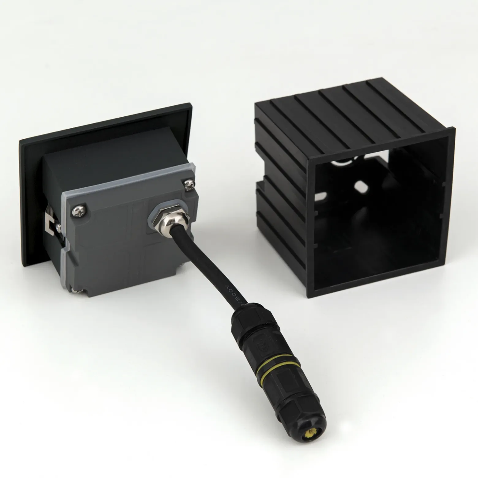 Aplique LED empotrable de Loro, negro, ancho 8,5 cm, aluminio