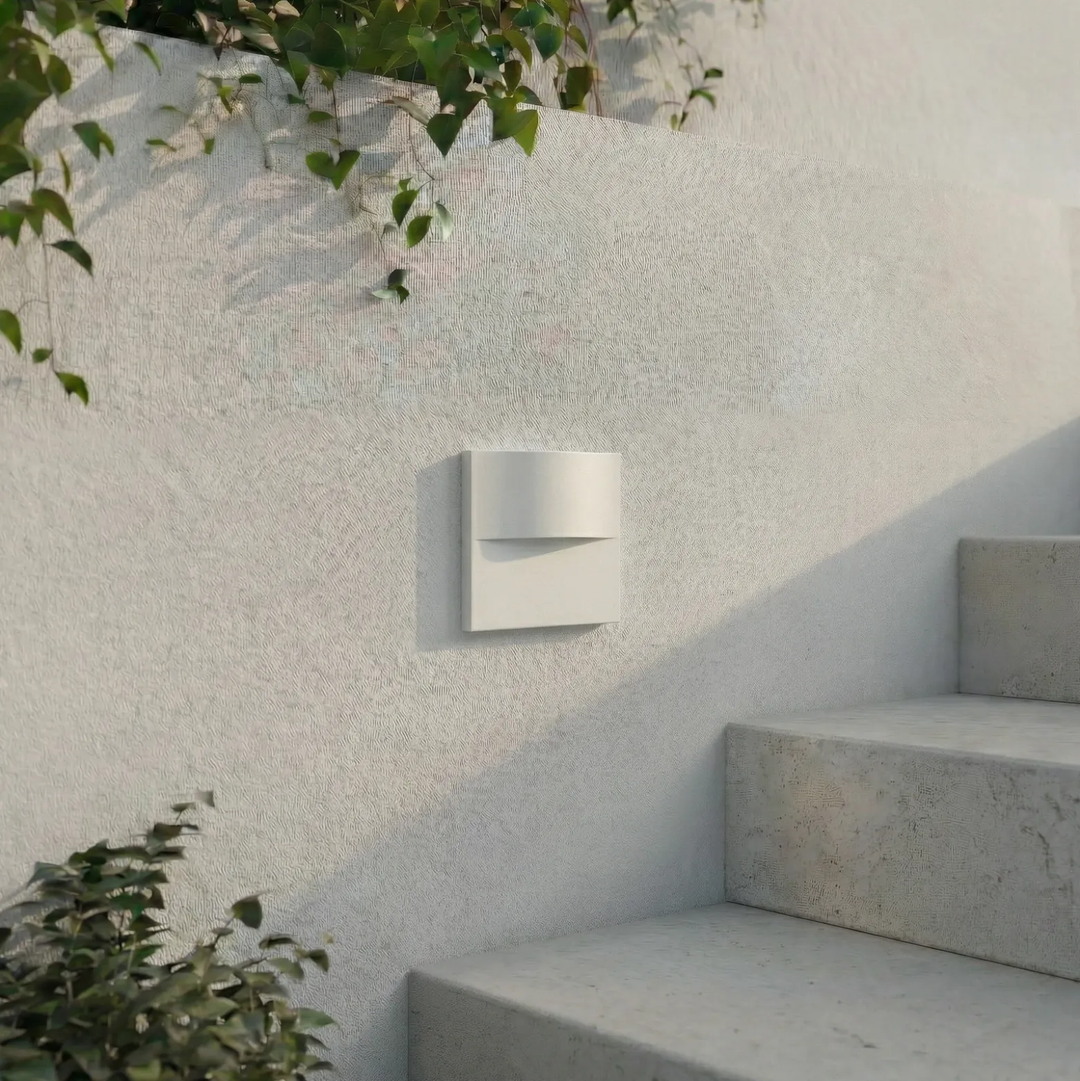 Aplique LED empotrable Lindby Alune, blanca, curvada, 8 x 8 cm, IP65