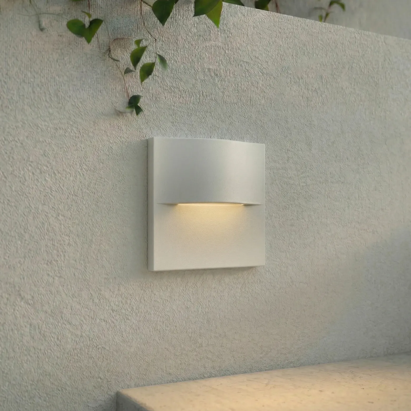 Aplique LED empotrable Lindby Alune, blanca, curvada, 8 x 8 cm, IP65