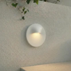 Aplique LED empotrable Lindby Alune, blanco, redondo, Ø 8 cm, IP65