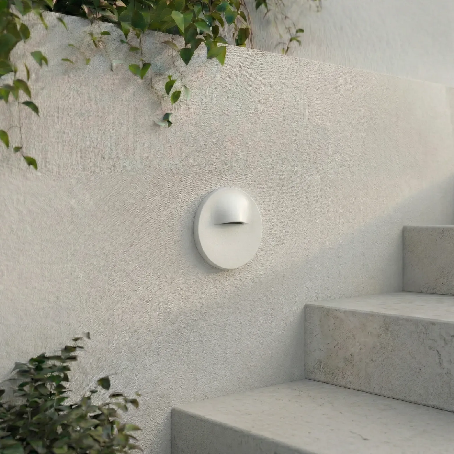 Aplique LED empotrable Lindby Alune, blanco, redondo, Ø 8 cm, IP65