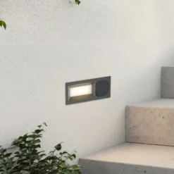 Aplique LED empotrable Lucande Lachlain, antracita, enchufe