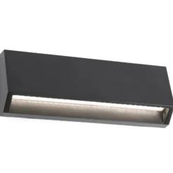 Aplique LED exterior Must angular, ancho 21,7 cm