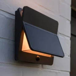 Aplique LED para exterior ALETA, gris oscuro, 18 cm, con sensor, IP54