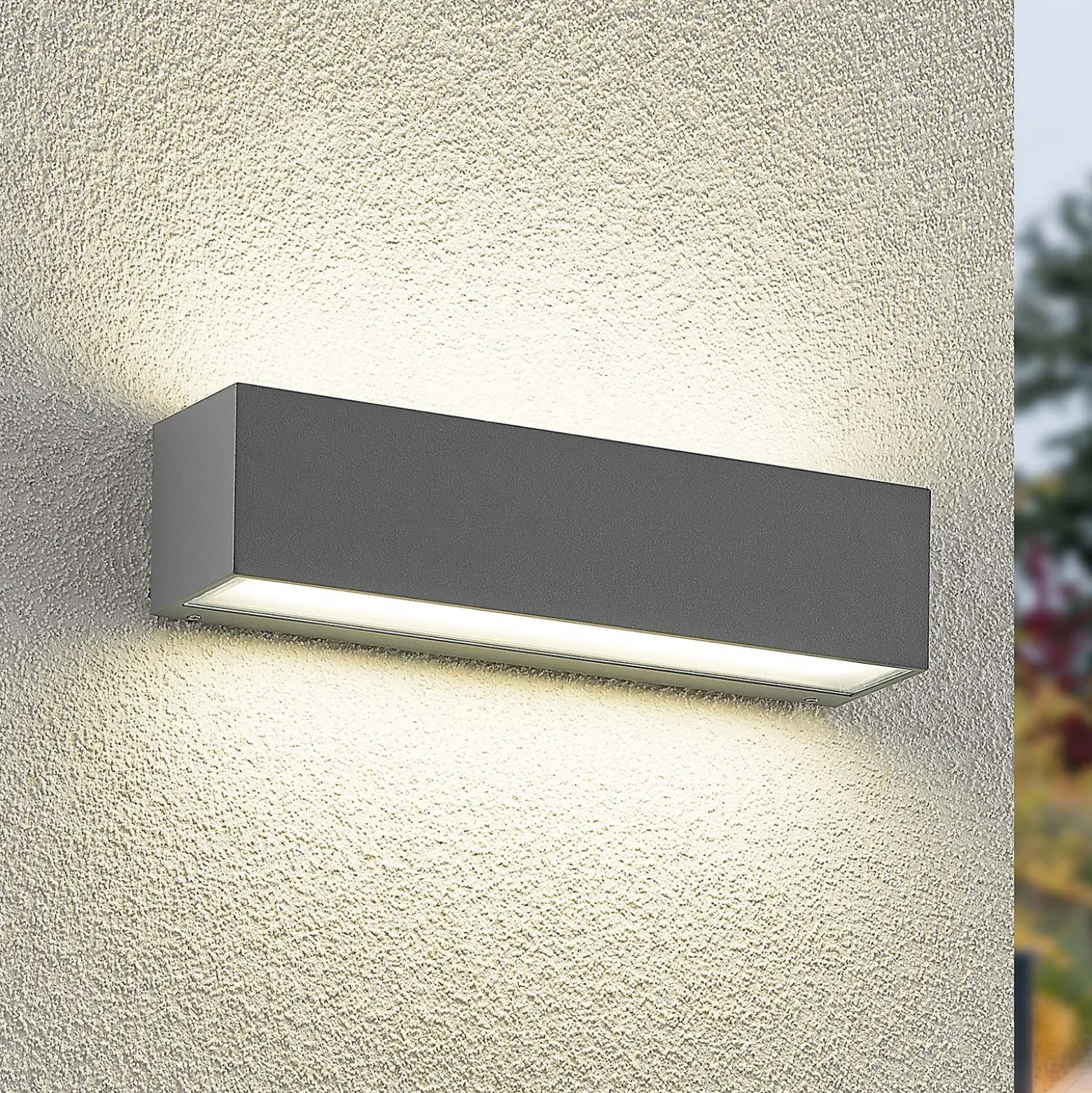 Aplique LED para exterior Arcchio Lengo, 25 cm, 2 luces, gris, CCT