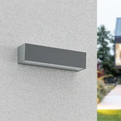 Aplique LED para exterior Arcchio Lengo, 25 cm, 2 luces, gris, CCT