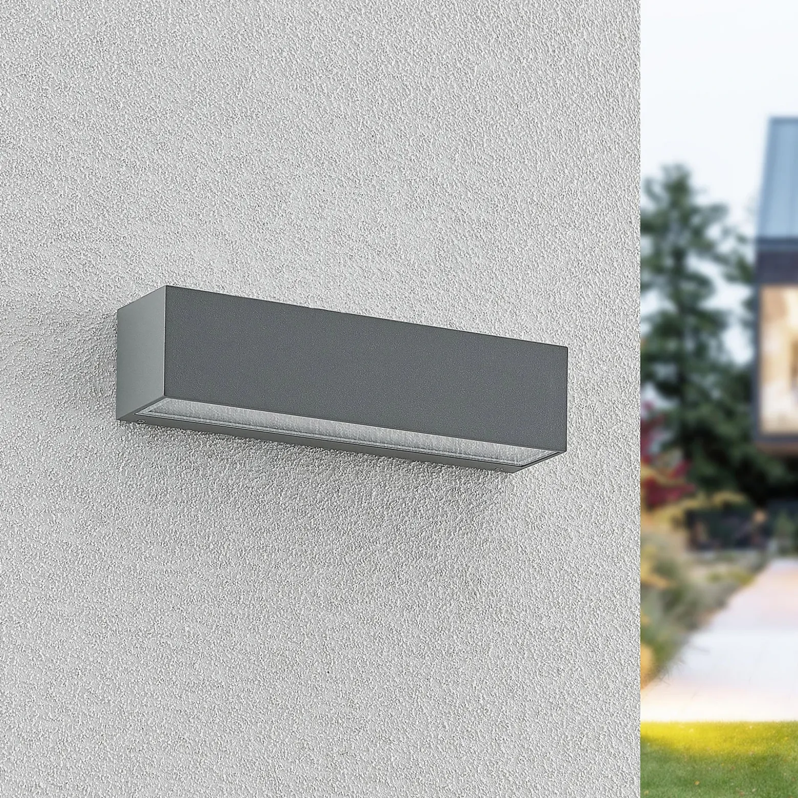 Aplique LED para exterior Arcchio Lengo, 25 cm, 2 luces, gris, CCT