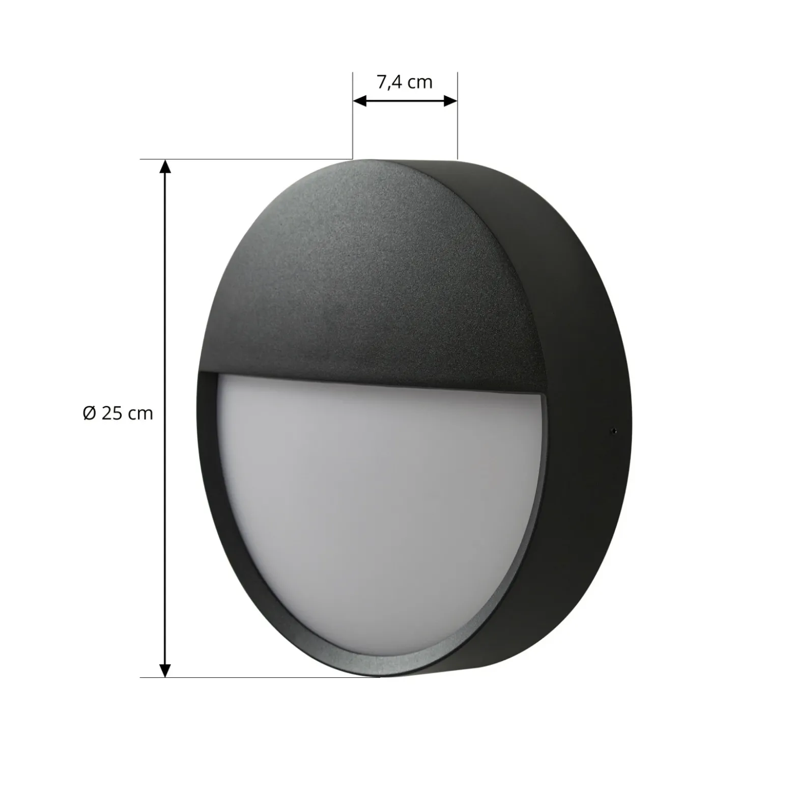 Aplique LED para exterior Arcchio Gravo, Ø 25 cm, negra, IP65
