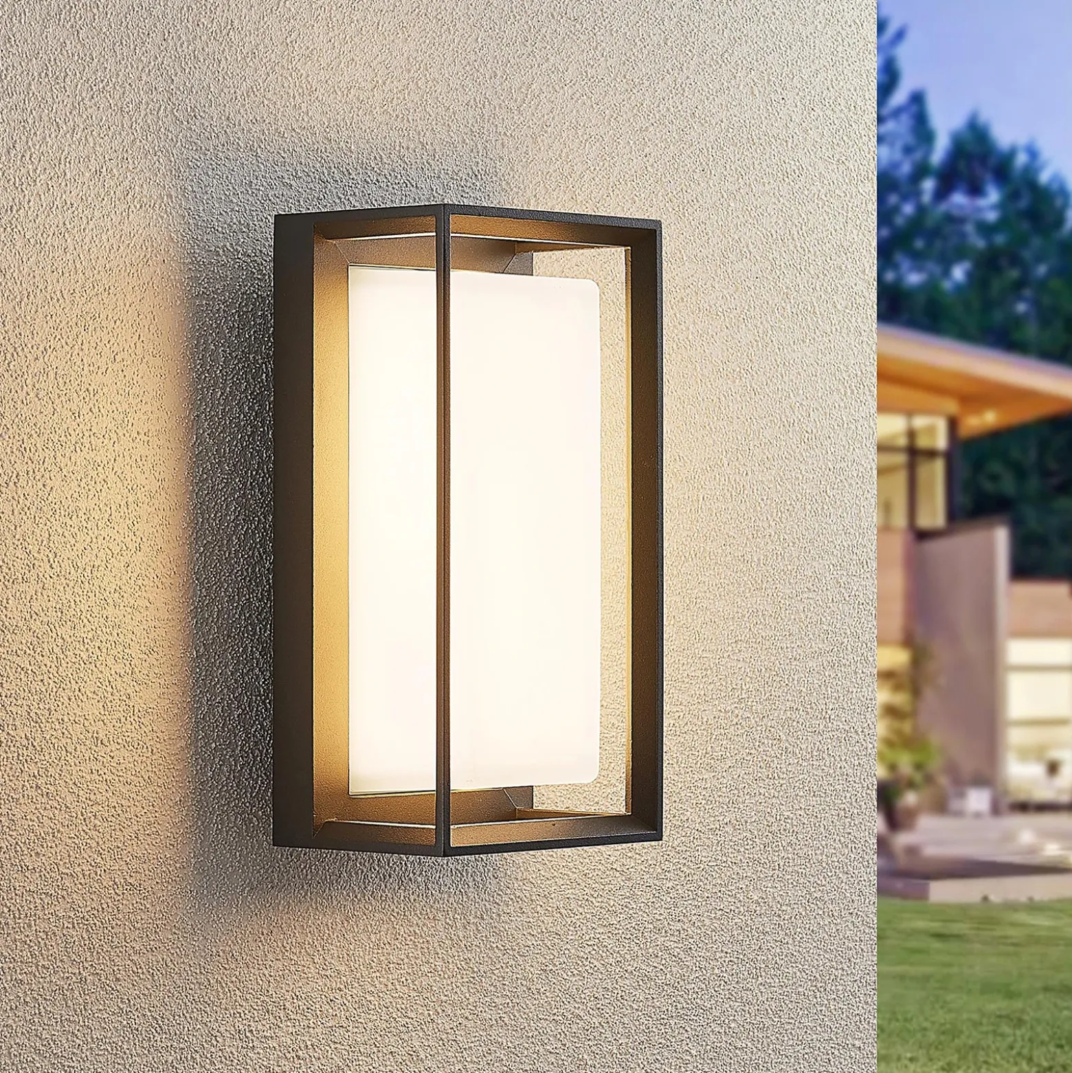 Aplique LED para exterior Arcchio Ismera, antracita/ópal, IP65