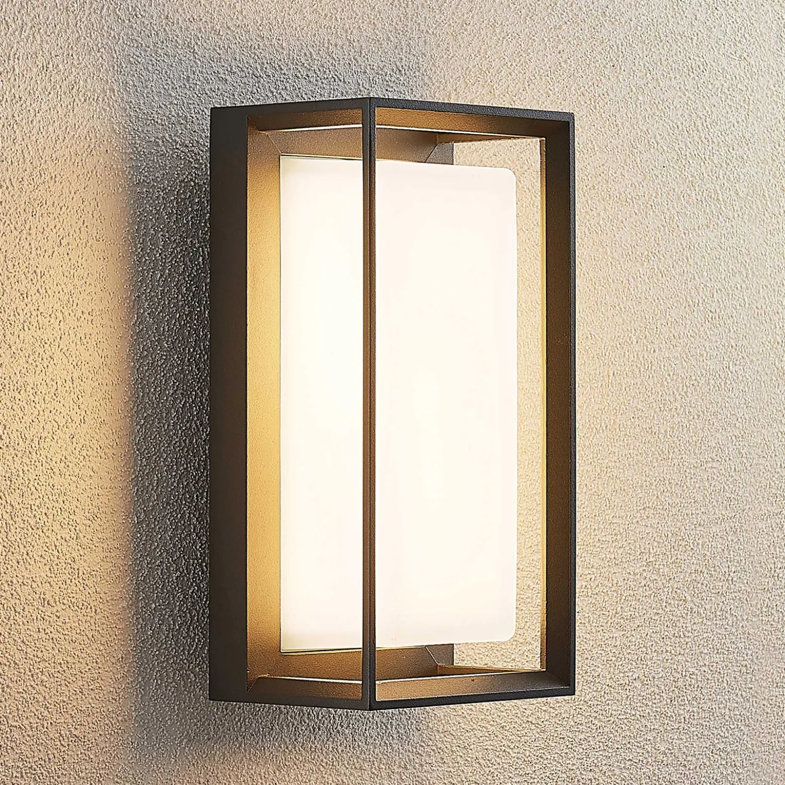 Aplique LED para exterior Arcchio Ismera, antracita/ópal, IP65