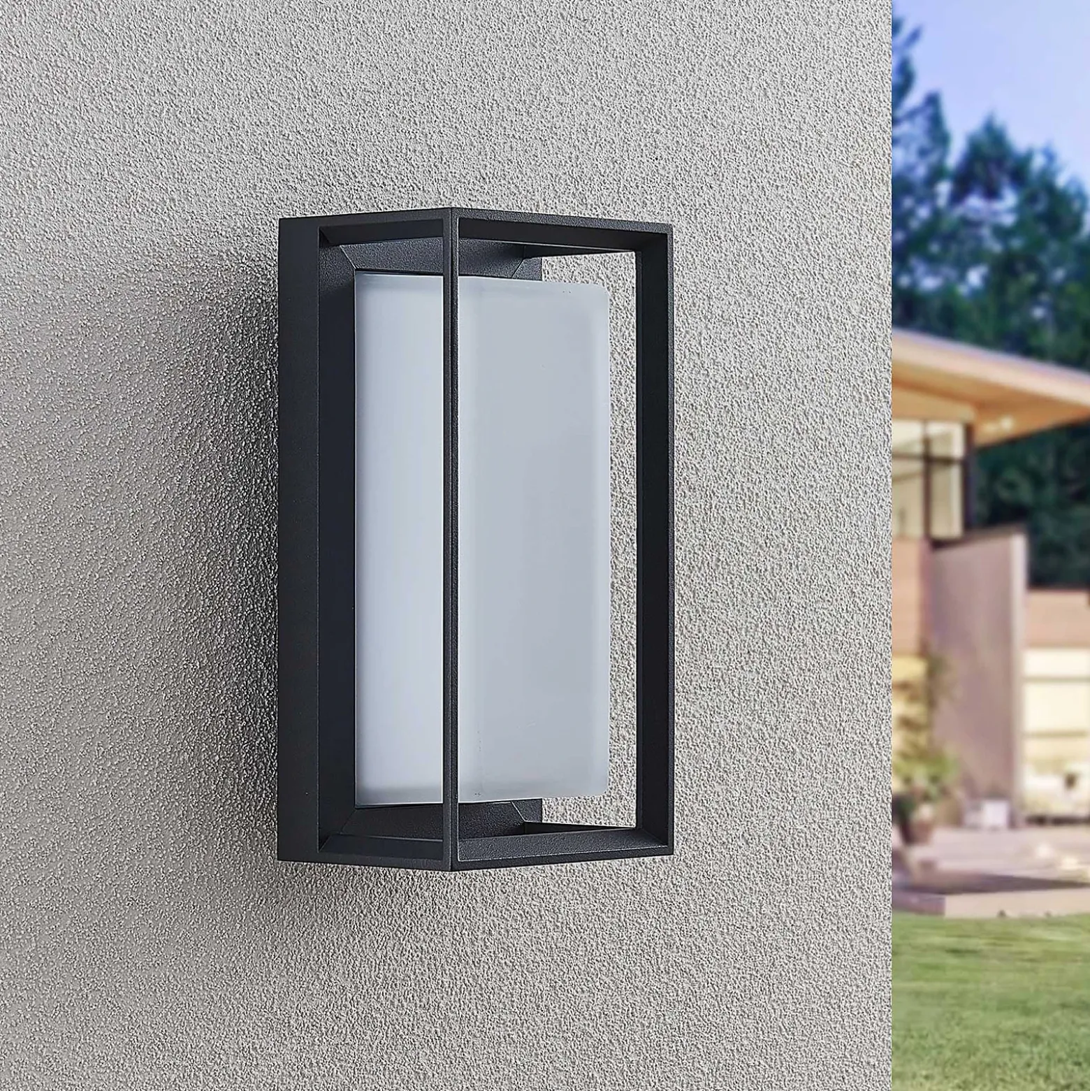 Aplique LED para exterior Arcchio Ismera, antracita/ópal, IP65