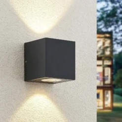 Aplique LED para exterior Arcchio Tassnim, 2 luces, antracita, IP65