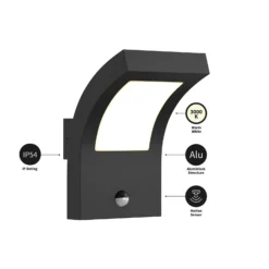 Aplique LED para exterior Arcchio, antracita, IP54, sensor