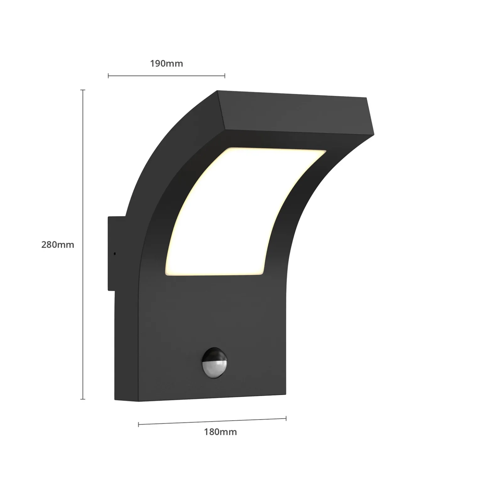 Aplique LED para exterior Arcchio, antracita, IP54, sensor