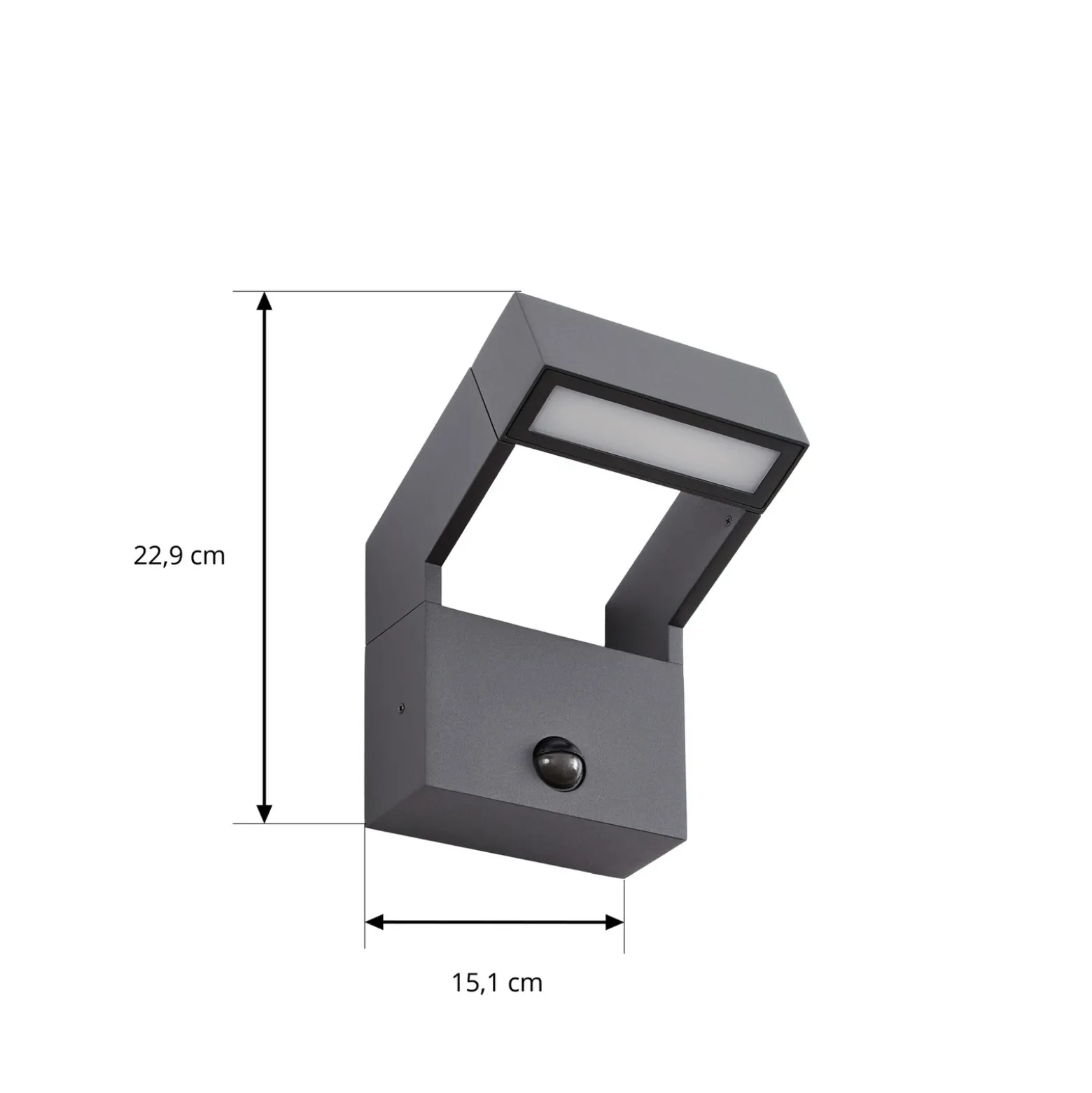 Aplique LED para exterior Arcchio Kovato, con sensor, gris oscuro, IP65