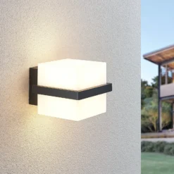 Aplique LED para exterior Aurón en forma de cubo