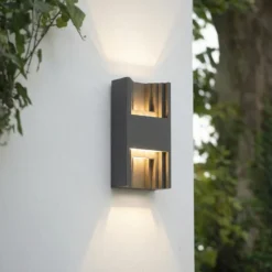 Aplique LED para exterior Aurali de Lindby, 2 luces, negro, IP65