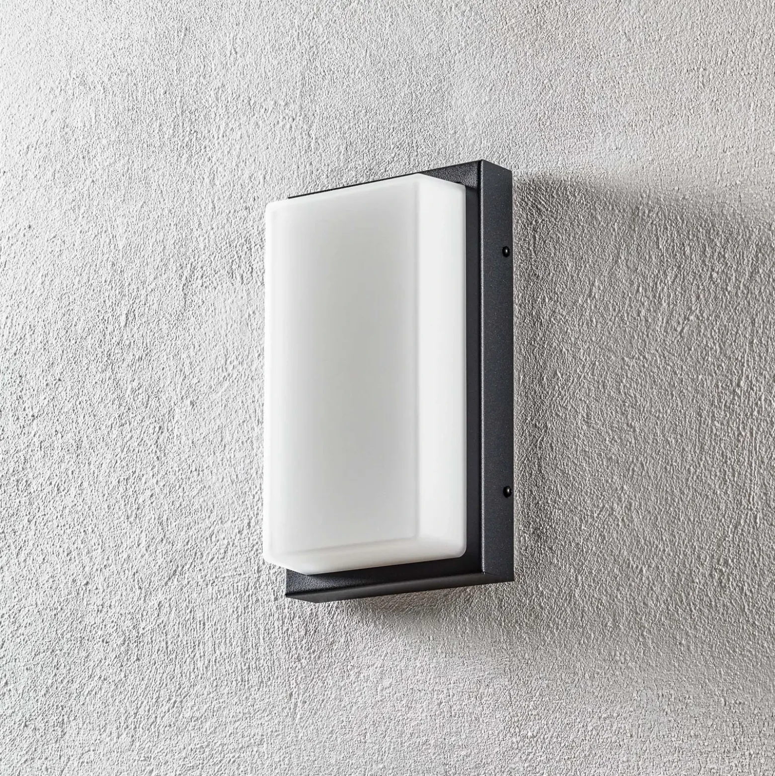 Aplique LED para exterior Babett, acero inoxidable, cristal, sensor