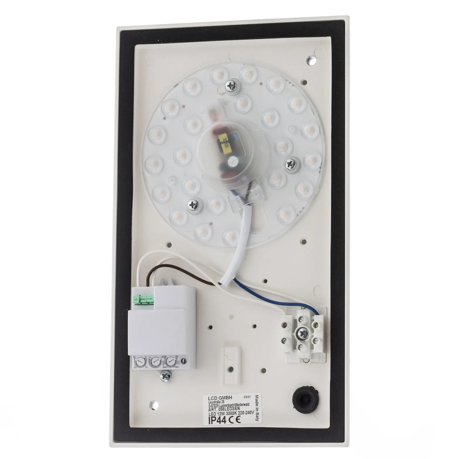 Aplique LED para exterior Babett, acero inoxidable, cristal, sensor