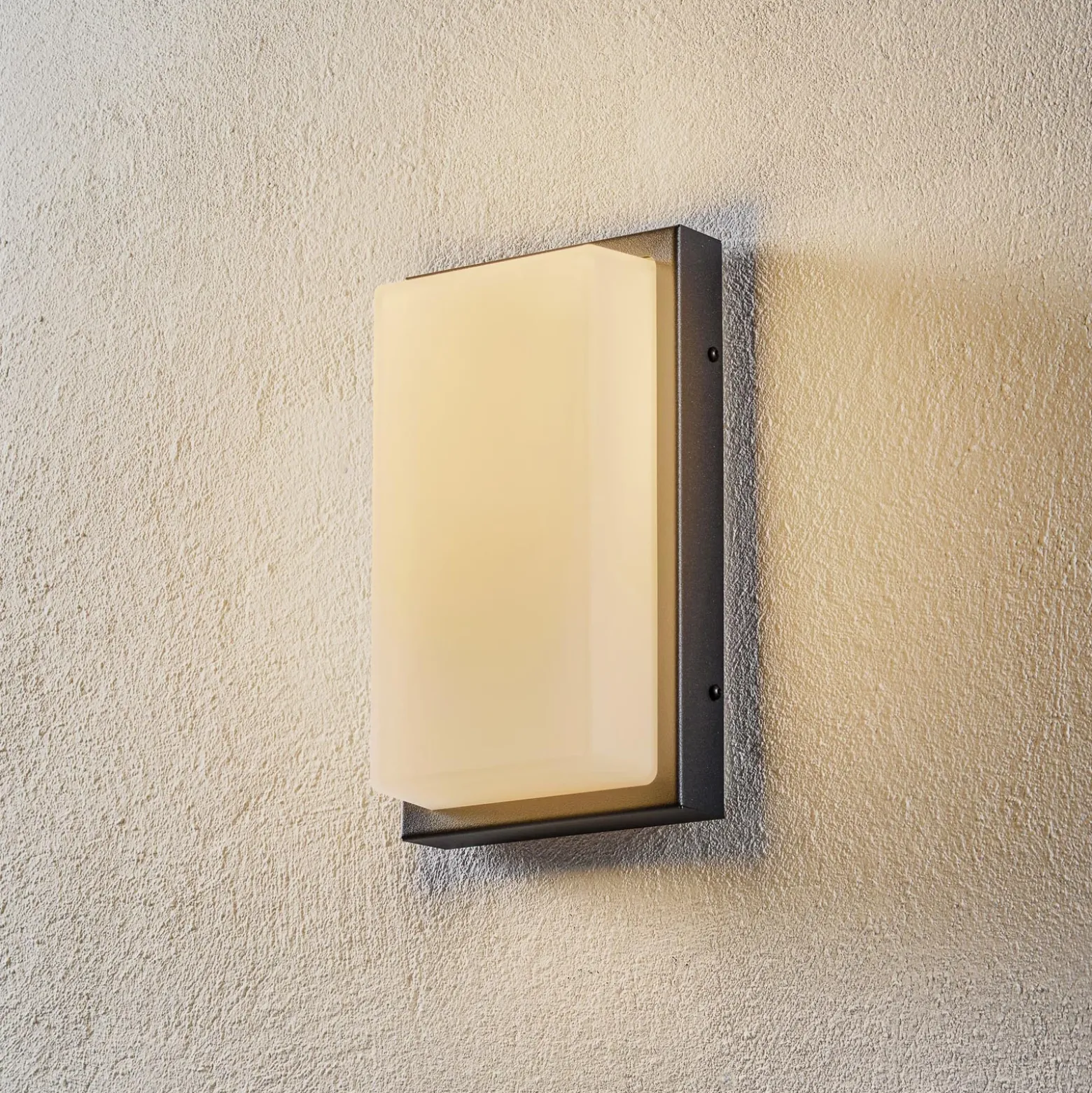 Aplique LED para exterior Babett, acero inoxidable, cristal, sensor