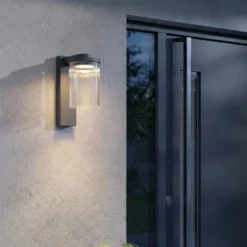 Aplique LED para exterior Beelia de Lucande, antracita, estriado
