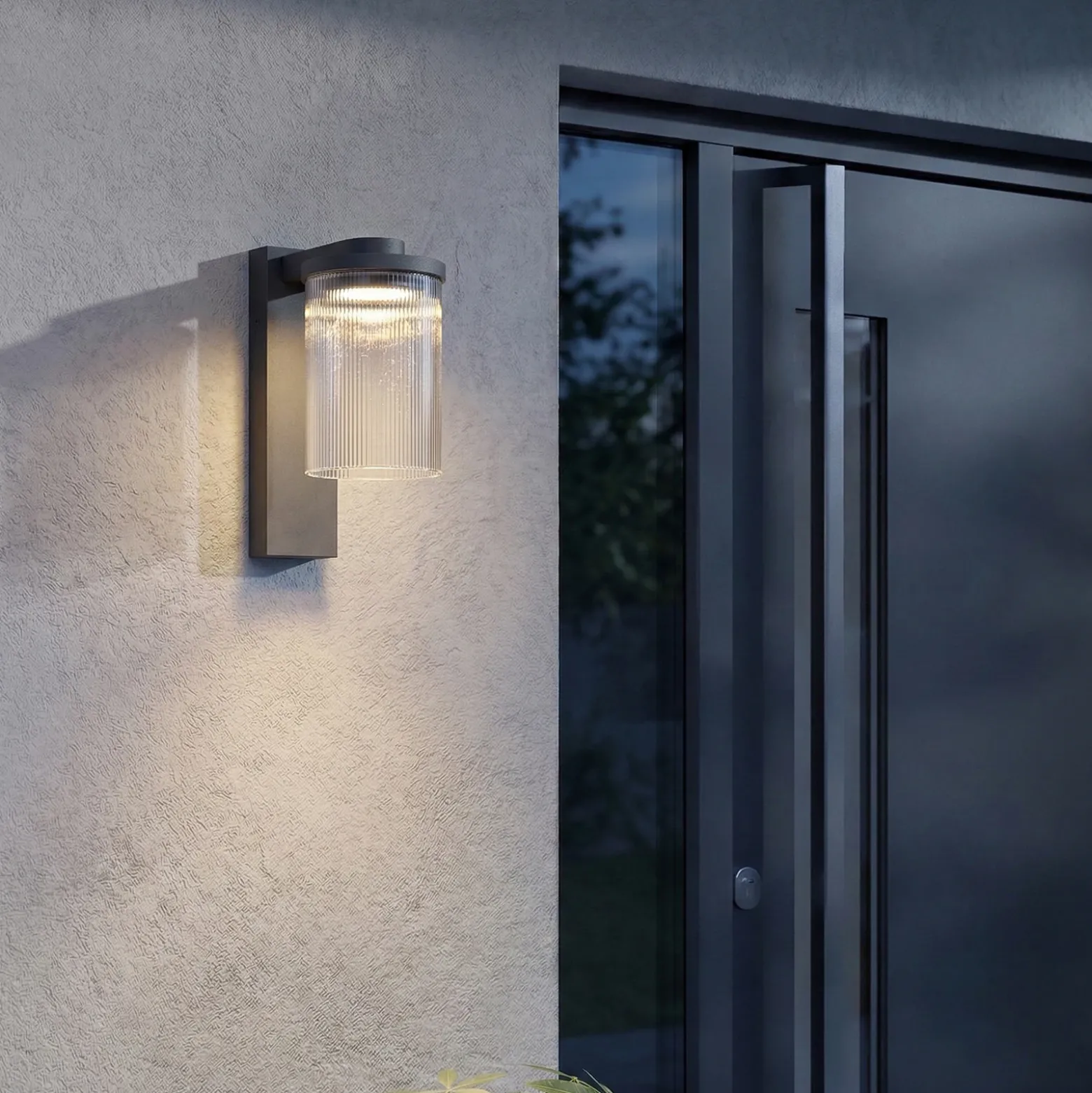 Aplique LED para exterior Beelia de Lucande, antracita, estriado