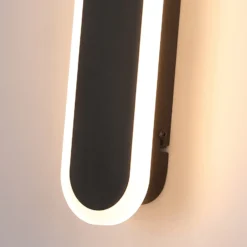 Aplique LED para exterior Bordo Oval, altura 30 cm, aluminio negro