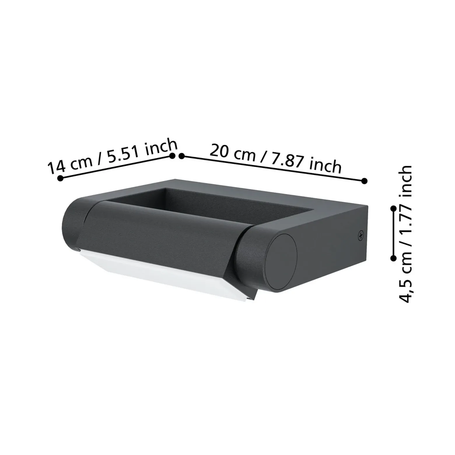 Aplique LED para exterior Brianza, negra, 20 cm de ancho, metal