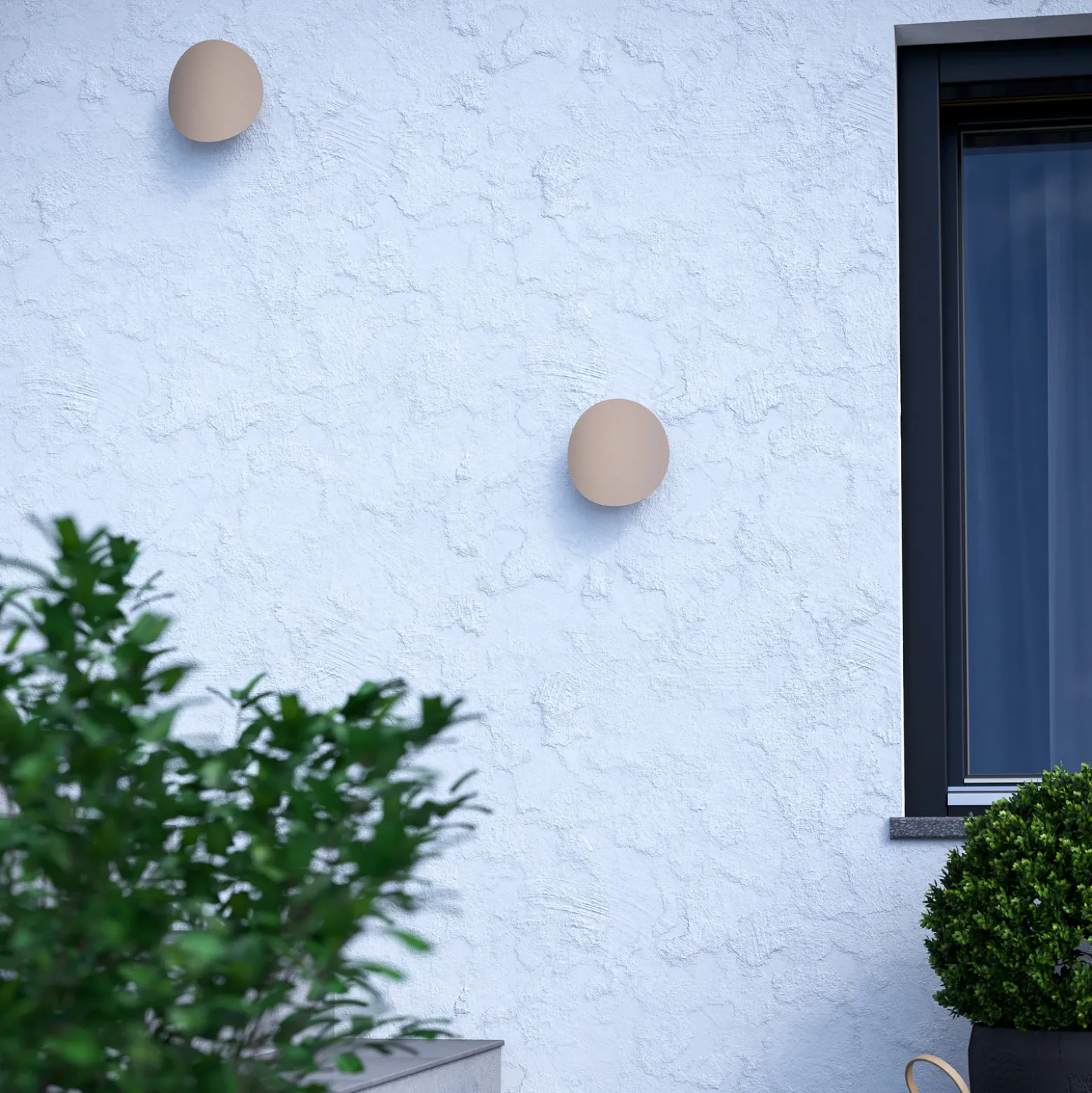 Aplique LED para exterior Briale, color arena, altura 20 cm, metal