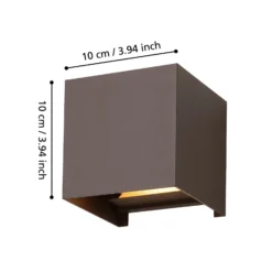 Aplique LED para exterior Calpino 3, color óxido, ancho 10 cm, 2 luces.