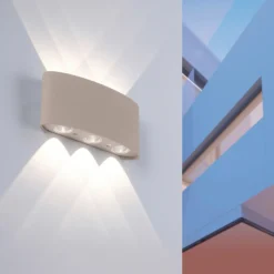 Aplique LED para exterior Carlo de Paul Neuhaus, 17 cm, color arena