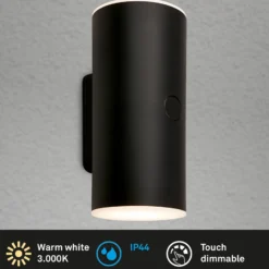 Aplique LED para exterior con batería 3786015, negro Regulador táctil de