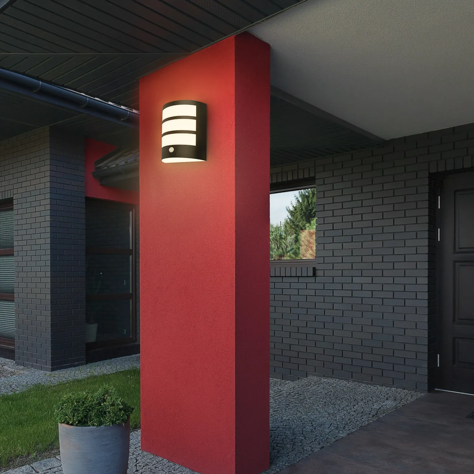 Aplique LED para exterior con batería 3795015, negro, sensor, IP44