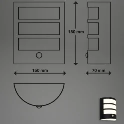 Aplique LED para exterior con batería 3795015, negro, sensor, IP44