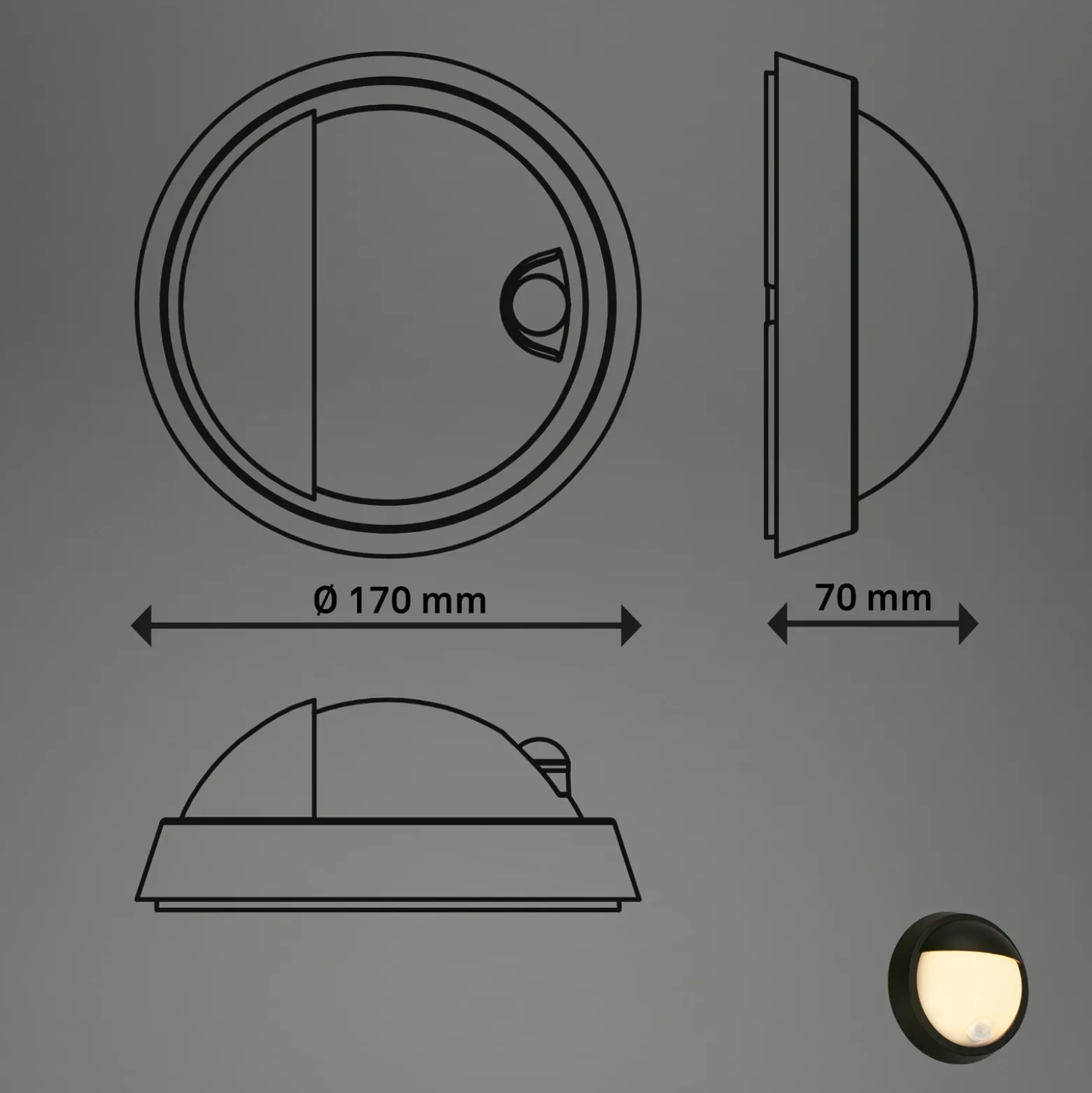 Aplique LED para exterior con batería 3785015 negro Detector de movimiento 17 cm