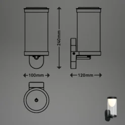 Aplique LED para exterior con batería 3930015, negro, regulador táctil