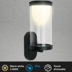 Aplique LED para exterior con batería 3930015, negro, regulador táctil
