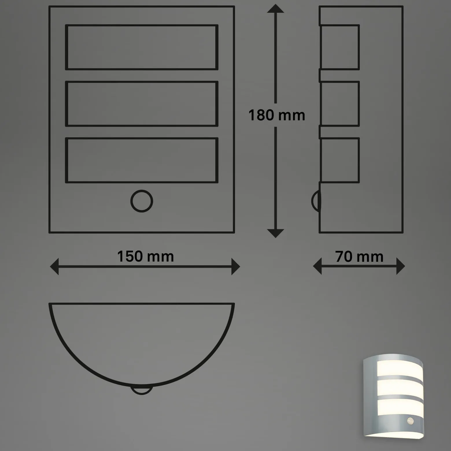 Aplique LED para exterior con batería 3795014, color cromo, sensor, IP44