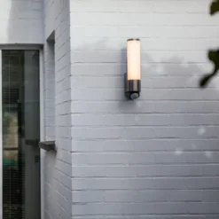 Aplique LED para exterior con sensor LED LEDA, acero inoxidable, altura 35 cm,