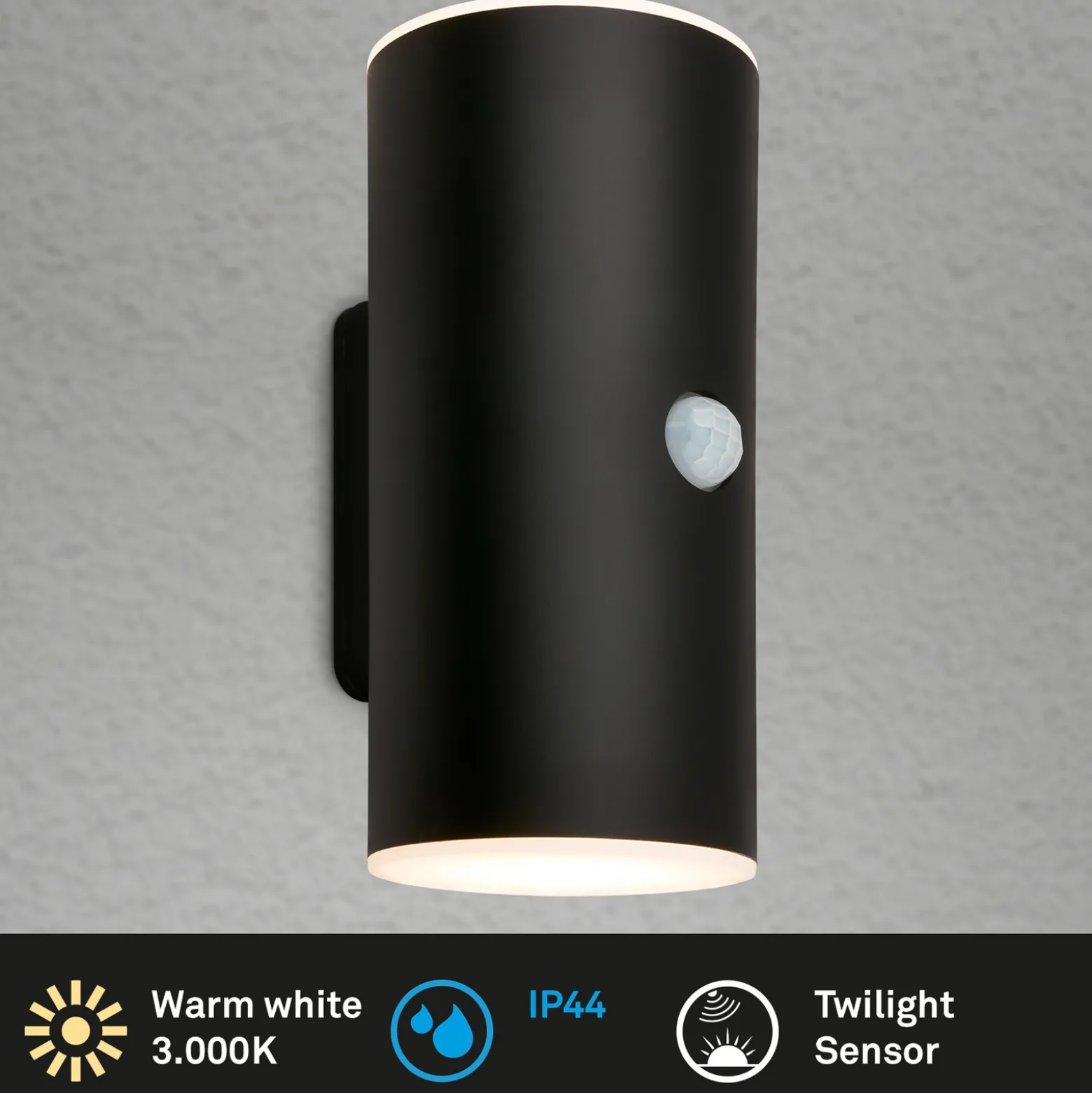 Aplique LED para exterior con batería 3787015, negro, sensor, arriba/abajo