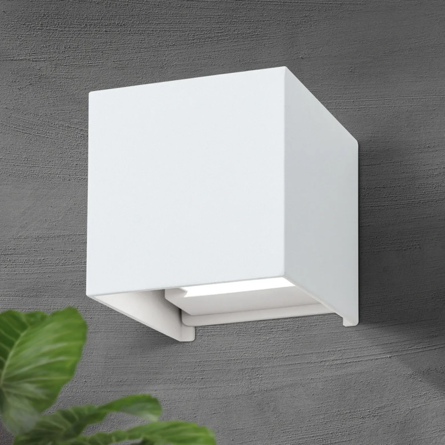 Aplique LED para exterior Cube, blanca, metal, 10 cm, arriba/abajo