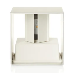 Aplique LED para exterior Cube, color aluminio, metal, 10 cm, arriba/abajo