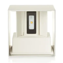 Aplique LED para exterior Cube, color aluminio, metal, 10 cm, arriba/abajo