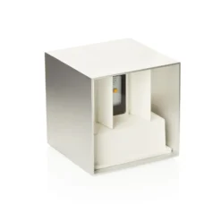 Aplique LED para exterior Cube, color aluminio, metal, 10 cm, arriba/abajo