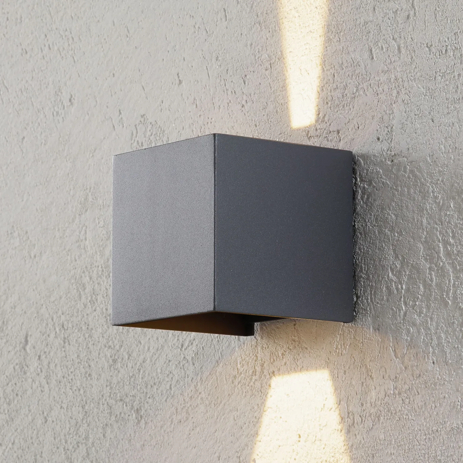 Aplique LED para exterior Cube, antracita, metal, 10 cm, arriba/abajo